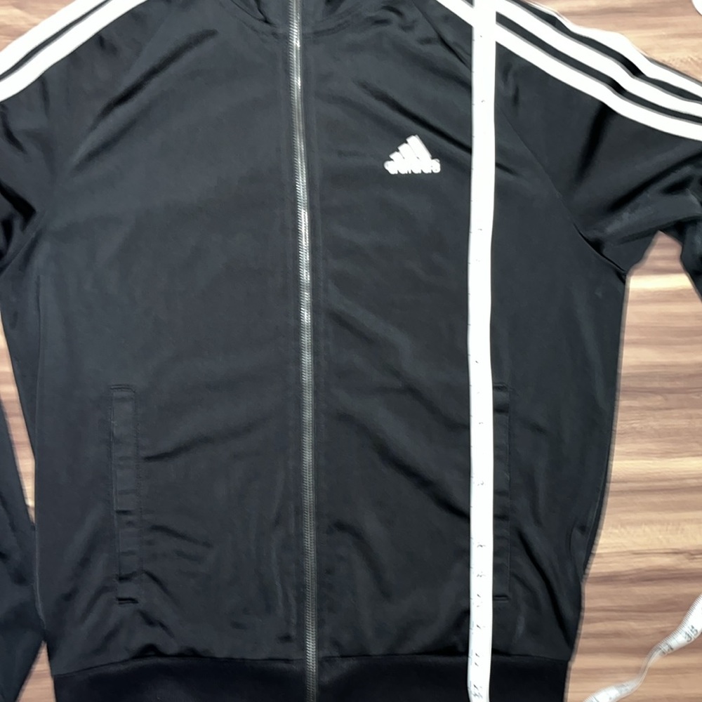 Adidas black and white essentials warm up 3 stripes zip up jacket. - Picture 6 of 11
